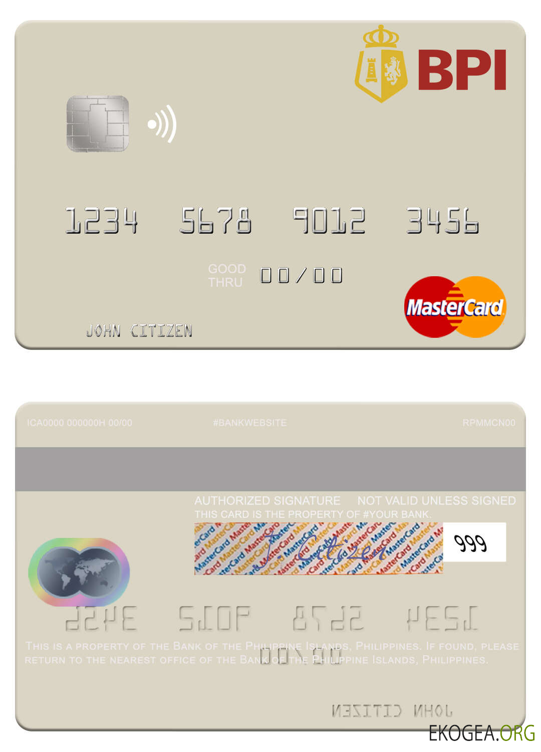 Mastercard de la Banque des îles Philippines des Philippines